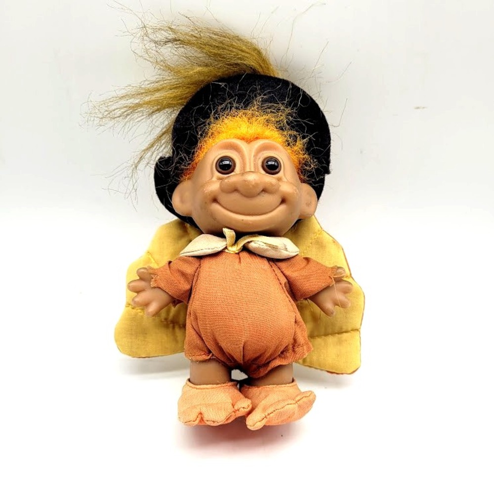 VTG Russ Troll Doll 5β Orange Hair Brown Eyes Dressed As A Thanksgiving Turkey